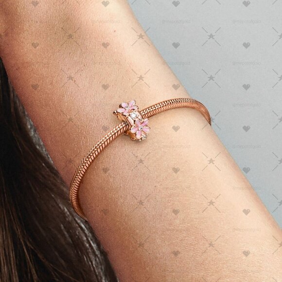 Pandora Pink Daisy Spacer Clip Charm - Picture 5 of 5